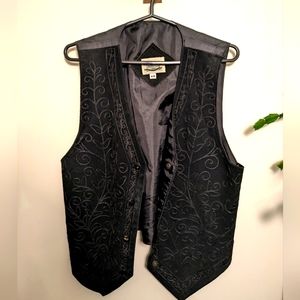 Vintage black embroidered vest